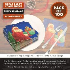 Blue Panda Santa Claus Blue Paper Napkins For Christmas Party (6.5 X 6.5 Inches, 100 Pack) 13 Blue Panda Santa Claus Blue Paper Napkins For Christmas Party (6.5 X 6.5 Inches, 100 Pack)