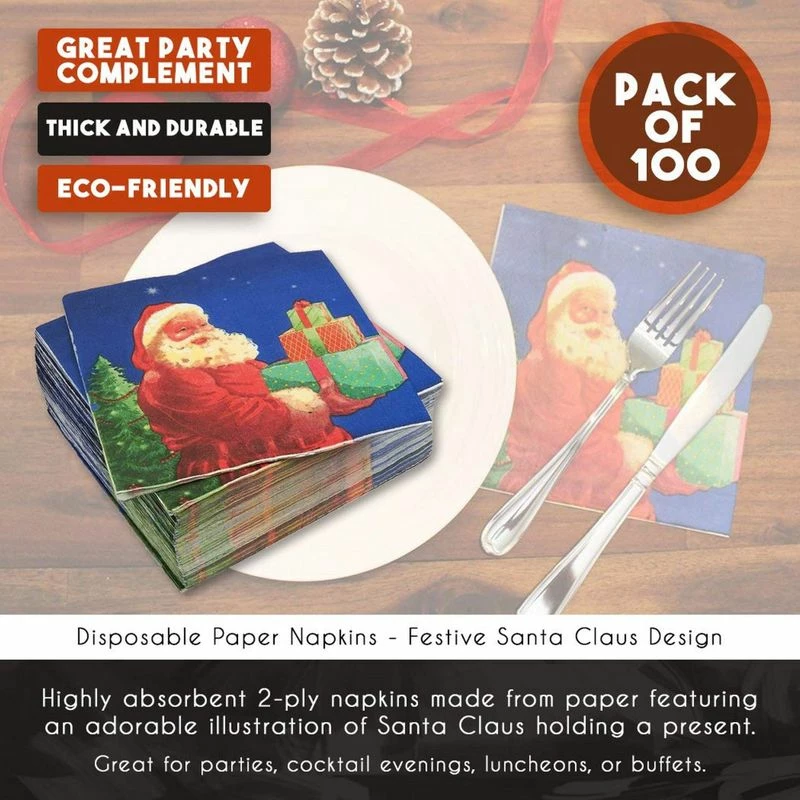 Blue Panda Santa Claus Blue Paper Napkins For Christmas Party (6.5 X 6.5 Inches, 100 Pack) 6 Blue Panda Santa Claus Blue Paper Napkins For Christmas Party (6.5 X 6.5 Inches, 100 Pack)