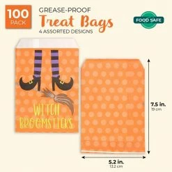 Blue Panda Halloween Trick Or Treat Party Favor Goody Bags (100 Pack)