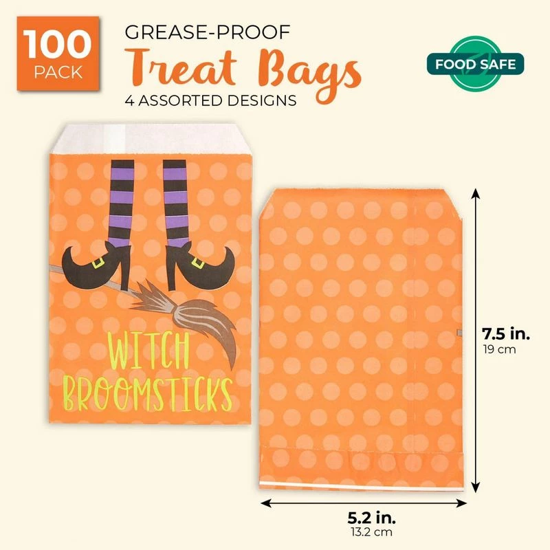 Blue Panda Halloween Trick Or Treat Party Favor Goody Bags (100 Pack) 4 Blue Panda Halloween Trick Or Treat Party Favor Goody Bags (100 Pack)