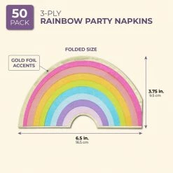 Blue Panda Rainbow Paper Napkins With Gold Foil For Birthday Party (6.5 X 3.75 In, 50 Pack) 11 Blue Panda Rainbow Paper Napkins With Gold Foil For Birthday Party (6.5 X 3.75 In, 50 Pack)