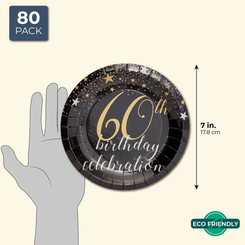 Blue Panda 60th Birthday Plates (7 In, 80-Pack) 7 Blue Panda 60th Birthday Plates (7 In, 80-Pack)