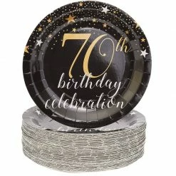 Blue Panda 70th Birthday Plates (9 In, 80 Pack)