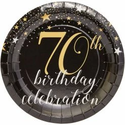 Blue Panda 70th Birthday Party Plates (7 In, 80 Pack)