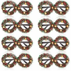 Blue Panda Christmas Novelty Glasses, Xmas Holiday Accessories, Photo Booth Props (8 Pack)