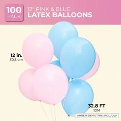 Blue Panda Gender Reveal Party Balloons (100 Count), Pink And Blue