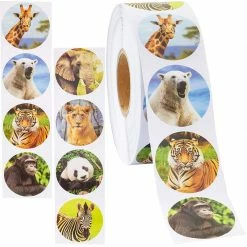 Blue Panda Zoo Animal Stickers, Sticker Roll (1.5 In, 1000 Pieces) Animals And Safari