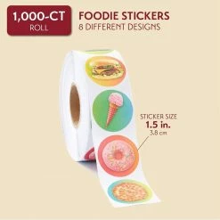 Blue Panda Kids Birthday Ice Cream Stickers, Sticker Roll (1.5 In, 1000 Pieces)