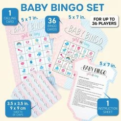 Special Occasions Blue Panda Gender Reveal Party Games, Baby Bingo For 36 Guests