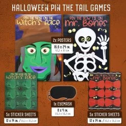 Special Occasions Blue Panda Pin The Tail Halloween Party Games (2 Pack), 2 Designs
