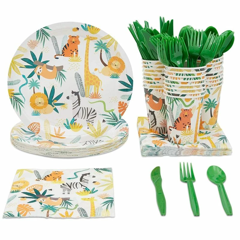 Blue Panda Jungle Theme Safari Birthday Animal Party Decorations Plates And Dinnerware Supplies (144 Pieces, Serves 24) Special Occasions 3 Blue Panda Jungle Theme Safari Birthday Animal Party Decorations Plates And Dinnerware Supplies (144 Pieces, Serves 24) Special Occasions