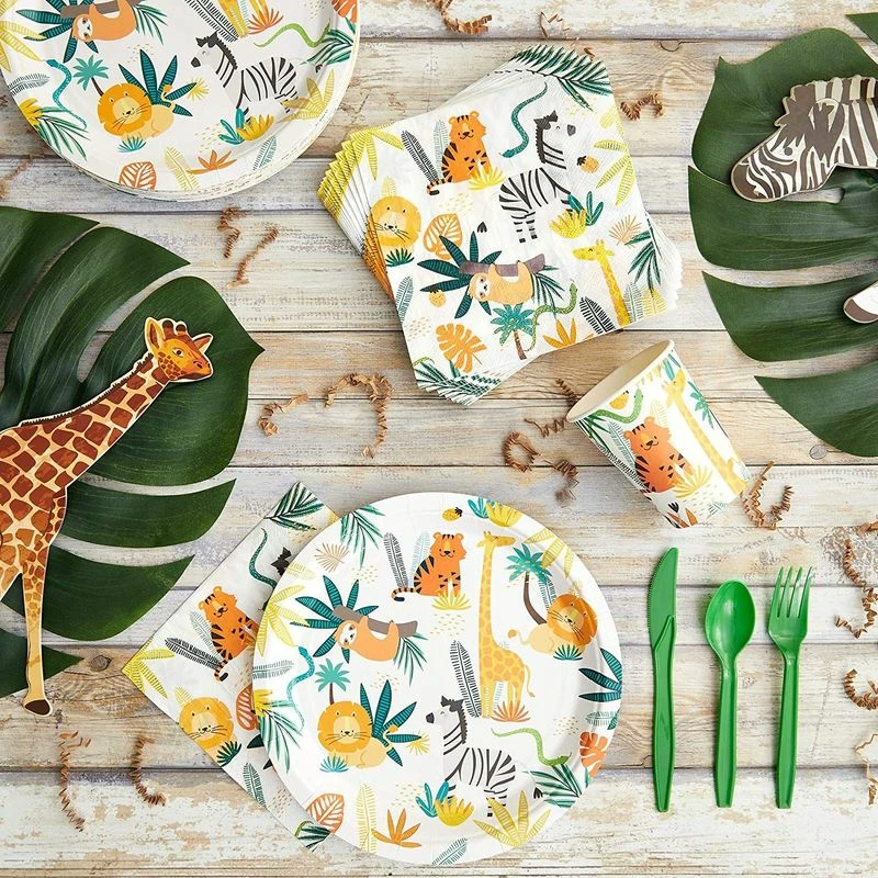 Blue Panda Jungle Theme Safari Birthday Animal Party Decorations Plates And Dinnerware Supplies (144 Pieces, Serves 24) Special Occasions 5 Blue Panda Jungle Theme Safari Birthday Animal Party Decorations Plates And Dinnerware Supplies (144 Pieces, Serves 24) Special Occasions