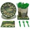 Blue Panda Camouflage Dinnerware Set And Party Supplies (144 Pieces, Serves 24)