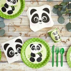 Blue Panda Animal Panda Birthday Party Supplies And Dinnerware Set (144 Pieces, Serves 24)