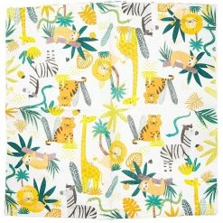 Blue Panda Animal Safari Paper Napkins For Kids Birthday Party (6.5 X 6.5 In, 100 Pack)