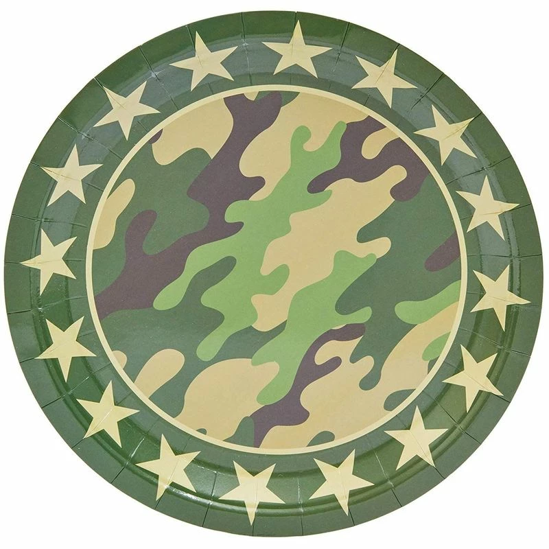 Blue Panda Camo Party Plates (80 Count) 9 Inches 6 Blue Panda Camo Party Plates (80 Count) 9 Inches