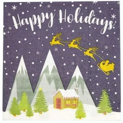 Blue Panda Happy Holidays, Paper Napkins For Christmas Holiday Parties (6.5 X 6.5 In, 100 Pack)