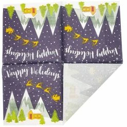 Blue Panda Happy Holidays, Paper Napkins For Christmas Holiday Parties (6.5 X 6.5 In, 100 Pack)