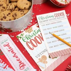 Blue Panda Christmas Cookie Exchange Party Voting Kit With Award Ribbons (24 Cards, 6 Ribbons)