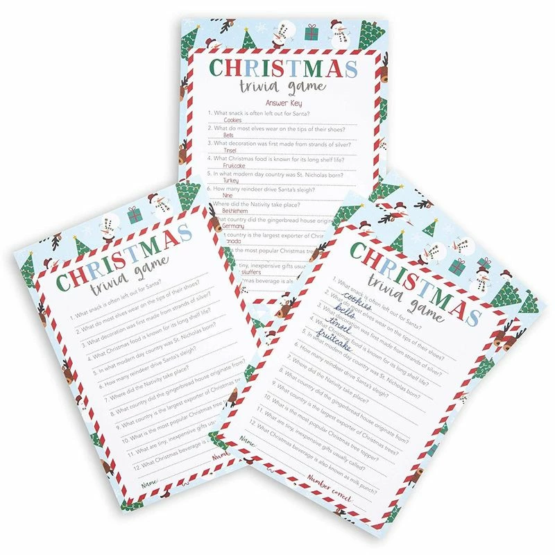 Blue Panda Merry Christmas Trivia Game Set For Holiday Parties (5 X 7 In, 50 Cards) 3 Blue Panda Merry Christmas Trivia Game Set For Holiday Parties (5 X 7 In, 50 Cards)