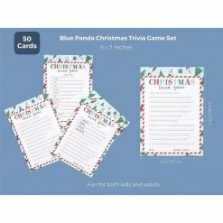 Blue Panda Merry Christmas Trivia Game Set For Holiday Parties (5 X 7 In, 50 Cards)