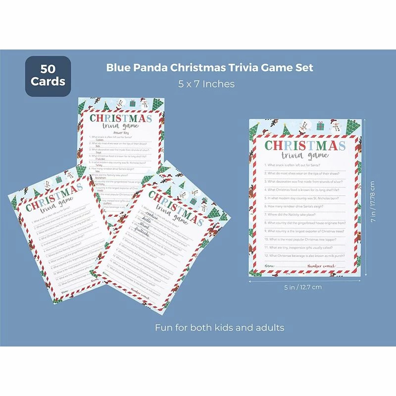 Blue Panda Merry Christmas Trivia Game Set For Holiday Parties (5 X 7 In, 50 Cards) 4 Blue Panda Merry Christmas Trivia Game Set For Holiday Parties (5 X 7 In, 50 Cards)