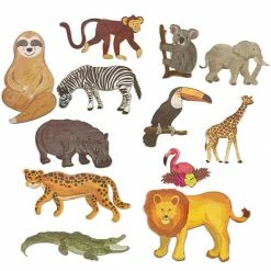 Blue Panda Jungle Animal Safari Paper Cutouts For Home And Party Decor (12-Count) Decorations