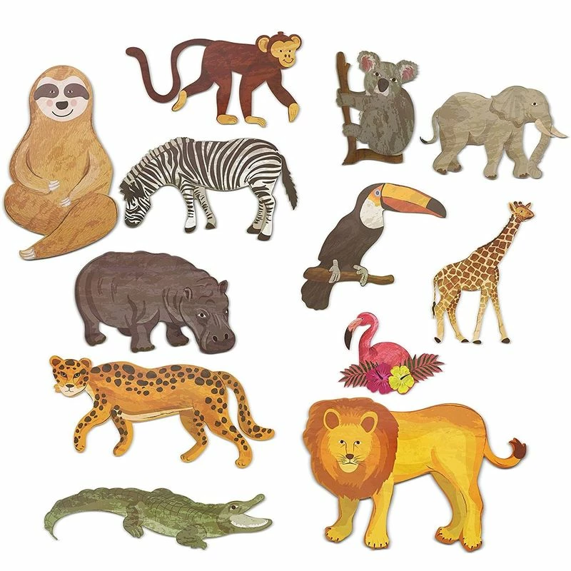 Blue Panda Jungle Animal Safari Paper Cutouts For Home And Party Decor (12-Count) Decorations 3 Blue Panda Jungle Animal Safari Paper Cutouts For Home And Party Decor (12-Count) Decorations