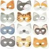 Blue Panda Cat Masks For Kids Kitten Party (Paper, 24 Pack)