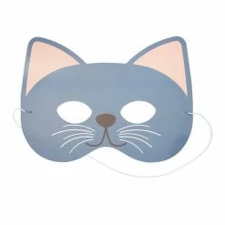 Blue Panda Cat Masks For Kids Kitten Party (Paper, 24 Pack)