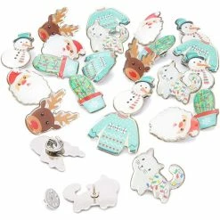 Blue Panda Christmas Enamel Pins Set, Holiday Lapel Pin (6 Designs, 24 Pieces)