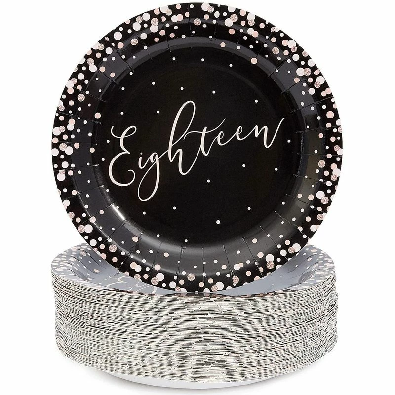 Blue Panda 18th Birthday Party Paper Plates With Rose Gold Foil Polka Dots (9 In, 80 Pack) 3 Blue Panda 18th Birthday Party Paper Plates With Rose Gold Foil Polka Dots (9 In, 80 Pack)