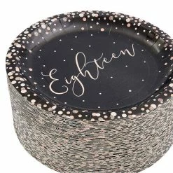 Blue Panda Eighteen Black Paper Plates For 18th Birthday Party (7 In, 80 Pack) 8 Blue Panda Eighteen Black Paper Plates For 18th Birthday Party (7 In, 80 Pack)