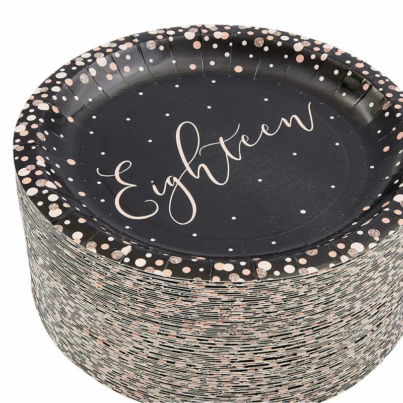 Blue Panda Eighteen Black Paper Plates For 18th Birthday Party (7 In, 80 Pack) 5 Blue Panda Eighteen Black Paper Plates For 18th Birthday Party (7 In, 80 Pack)