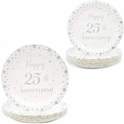 Dinnerware Sets Blue Panda 25th Anniversary Party Supplies (Serves 24, 146 Pieces In Total)