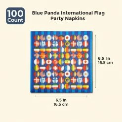 Blue Panda Flag Paper Napkins For International Party (6.5 X 6.5 In, 100 Pack) Special Occasions