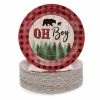 Blue Panda Oh Boy Lumberjack Buffalo Plaid Baby Shower Party Paper Plates 9 Inch (80 Pack) Special Occasions