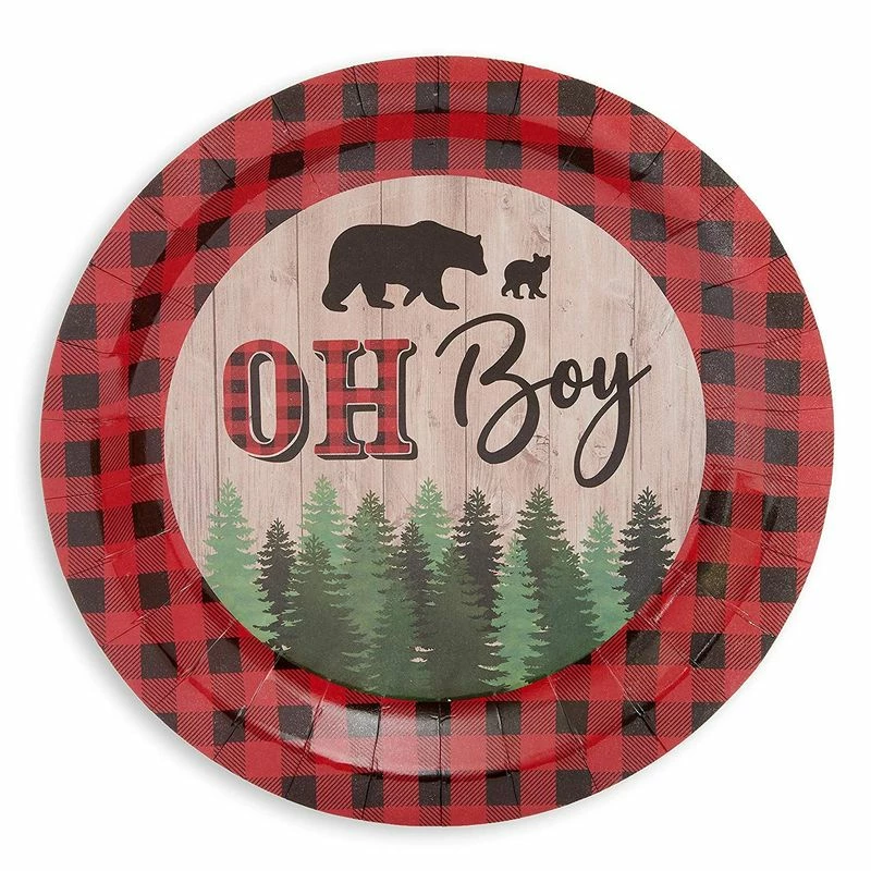 Blue Panda Oh Boy Lumberjack Buffalo Plaid Baby Shower Party Paper Plates 9 Inch (80 Pack) Special Occasions 6 Blue Panda Oh Boy Lumberjack Buffalo Plaid Baby Shower Party Paper Plates 9 Inch (80 Pack) Special Occasions