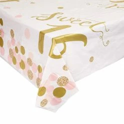 Blue Panda Sweet 16 Tablecloth For Birthday Party (3 Pack)