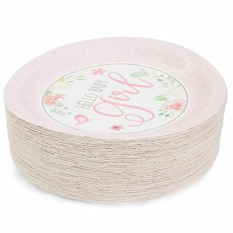 Blue Panda Hello Baby Girl Shower Paper Plates 9 Inches For Lunch Dinner (80 Pack, Pink) Special Occasions 5 Blue Panda Hello Baby Girl Shower Paper Plates 9 Inches For Lunch Dinner (80 Pack, Pink) Special Occasions