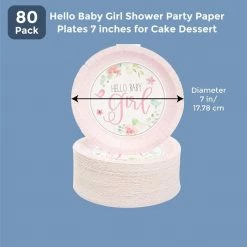Blue Panda Hello Baby Girl Shower Paper Plates 9 Inches For Lunch Dinner (80 Pack, Pink) Special Occasions 10 Blue Panda Hello Baby Girl Shower Paper Plates 9 Inches For Lunch Dinner (80 Pack, Pink) Special Occasions