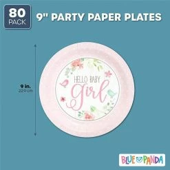 Blue Panda Hello Baby Girl Shower Paper Plates 9 Inches For Lunch Dinner (80 Pack, Pink) Special Occasions 11 Blue Panda Hello Baby Girl Shower Paper Plates 9 Inches For Lunch Dinner (80 Pack, Pink) Special Occasions