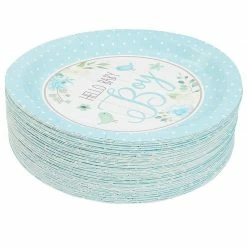 Blue Panda Blue Party Paper Plate For Baby Shower, Hello Baby Boy (9 In, 80 Pack) Special Occasions