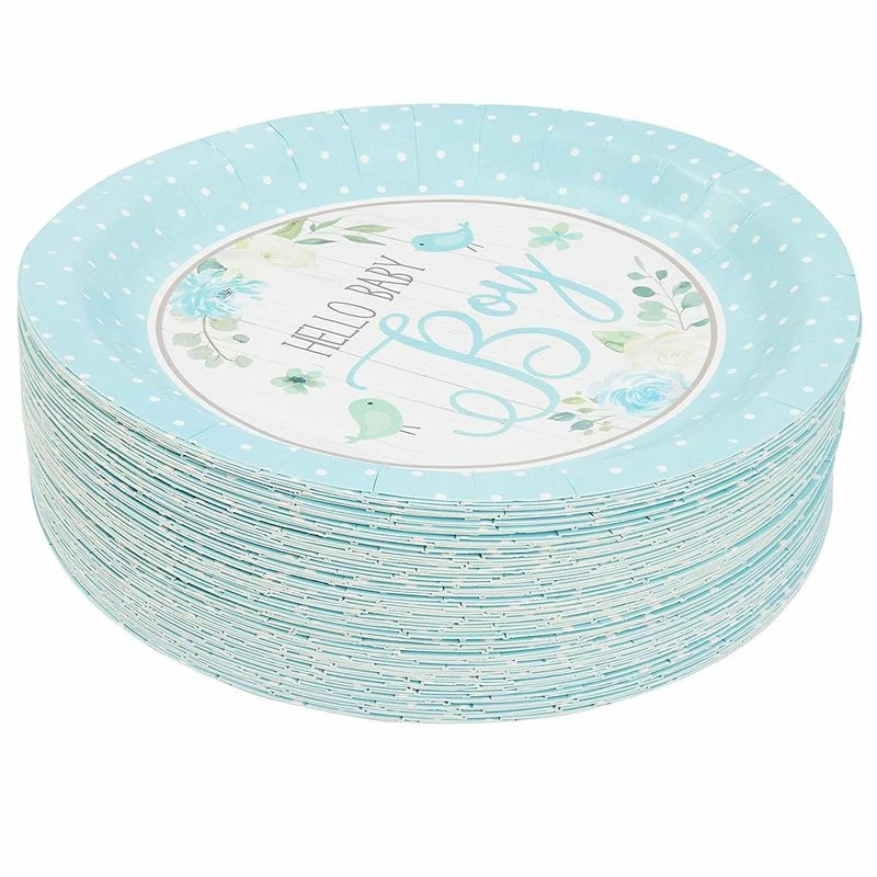 Blue Panda Blue Party Paper Plate For Baby Shower, Hello Baby Boy (9 In, 80 Pack) Special Occasions 4 Blue Panda Blue Party Paper Plate For Baby Shower, Hello Baby Boy (9 In, 80 Pack) Special Occasions