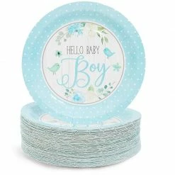 Blue Panda Blue Party Paper Plate For Baby Shower, Hello Baby Boy (9 In, 80 Pack) Special Occasions 8 Blue Panda Blue Party Paper Plate For Baby Shower, Hello Baby Boy (9 In, 80 Pack) Special Occasions