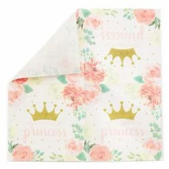 Blue Panda Pink Princess Paper Napkins For Kids Birthday Party (6.5 X 6.5 In, 100 Pack)