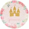 Blue Panda Princess Party Supplies, Floral Plates (7 In., 80 Pack)