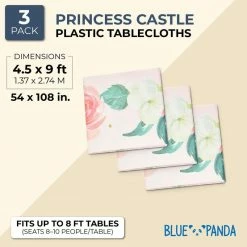 Blue Panda Princess Birthday Party Plastic Table Cover (54 X 108 In, 3 Pack) Tablecloths