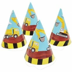 Blue Panda Special Occasions Construction Truck Birthday Party Cone Hats (5 X 7 In, 24 Pack) Blue