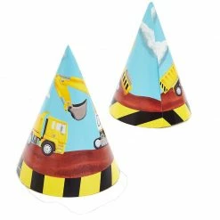 Blue Panda Special Occasions Construction Truck Birthday Party Cone Hats (5 X 7 In, 24 Pack) Blue
